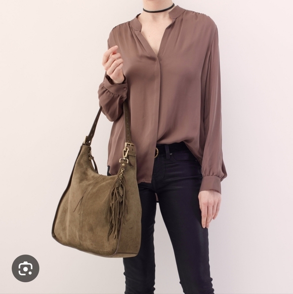 Hobo Marley Green Suede Shoulder Bag - Picture 1 of 11